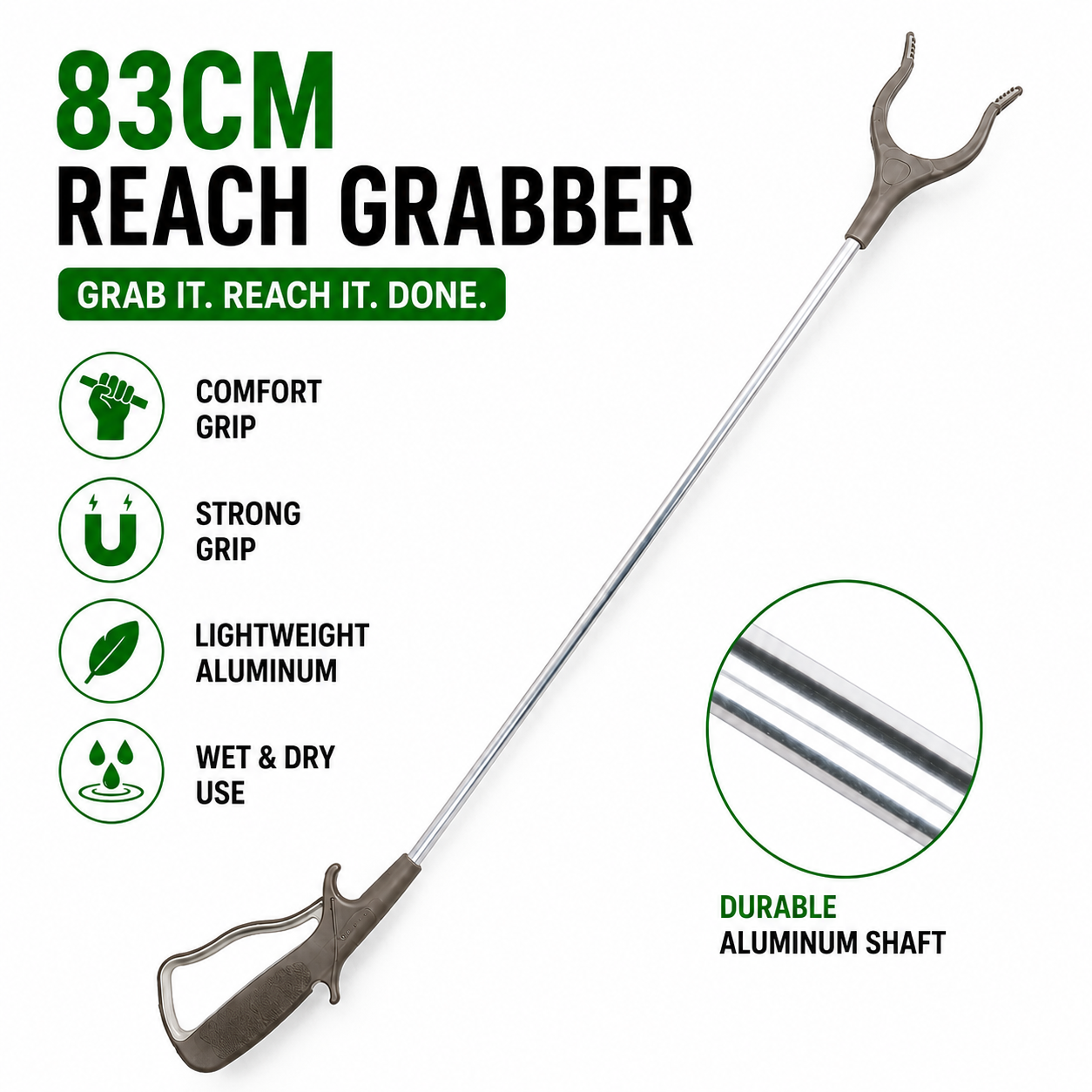 83cm Aluminium Pick Up Tool Reacher Grabber Extend Hand Trash Picker Arm Stick