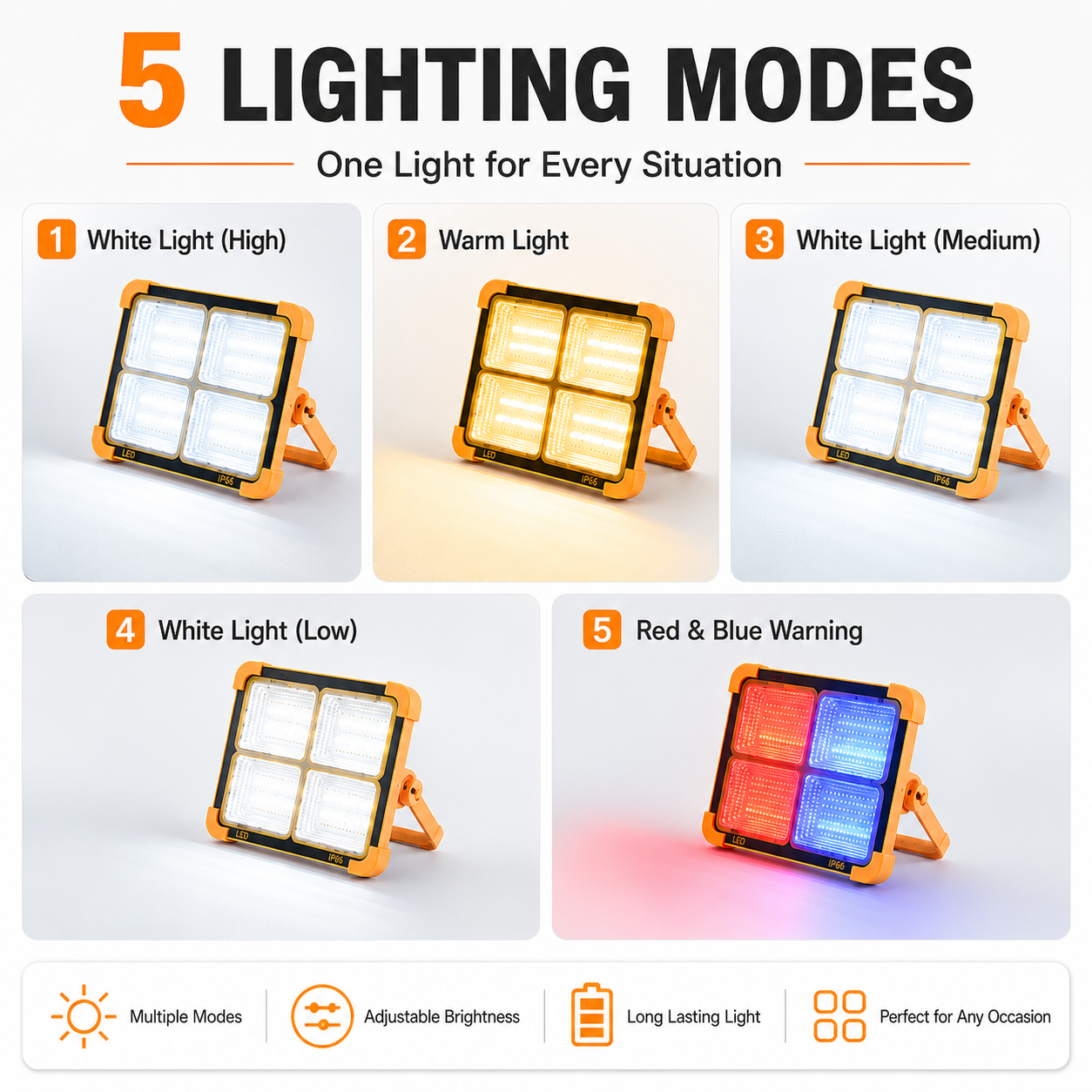 Portable LED Solar Work Light Magnetic Floodlight Camping Emergency Lamp