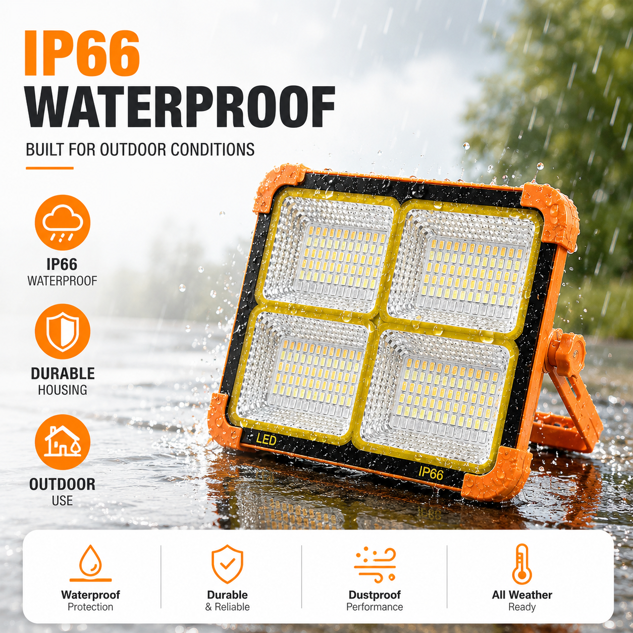 Portable LED Solar Work Light Magnetic Floodlight Camping Emergency Lamp