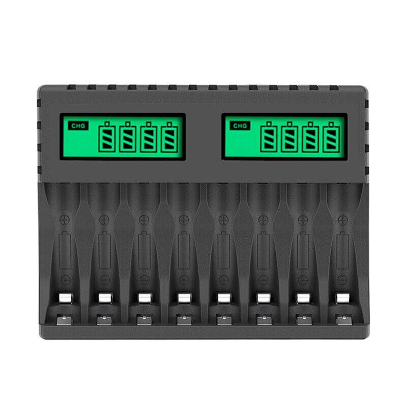 8 Slot Smart Battery Charger for AA/AAA Rechargeable Batteries LCD Display AU