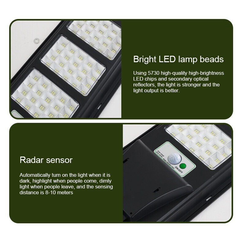 Commercial LED Light Solar Street FloodLight Outdoor Area Dusk To Dawn Wall Lamp