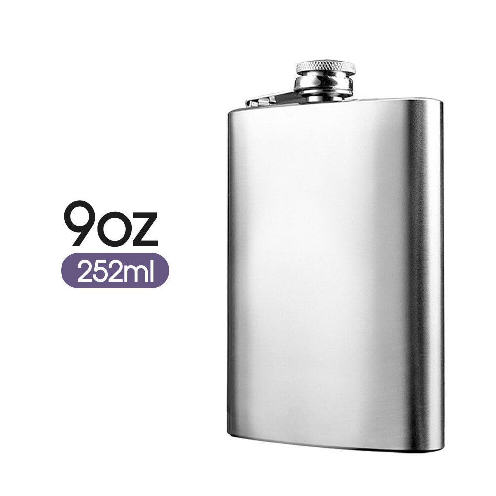 Stainless Steel Hip Liquor Whiskey Alcohol Flask Cap Pocket Wine Bottle 8-18oz