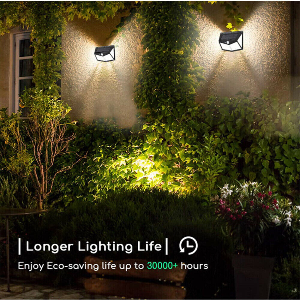 212 LED Solar Powered PIR Motion Sensor Light Garden Outdoor Security Lights