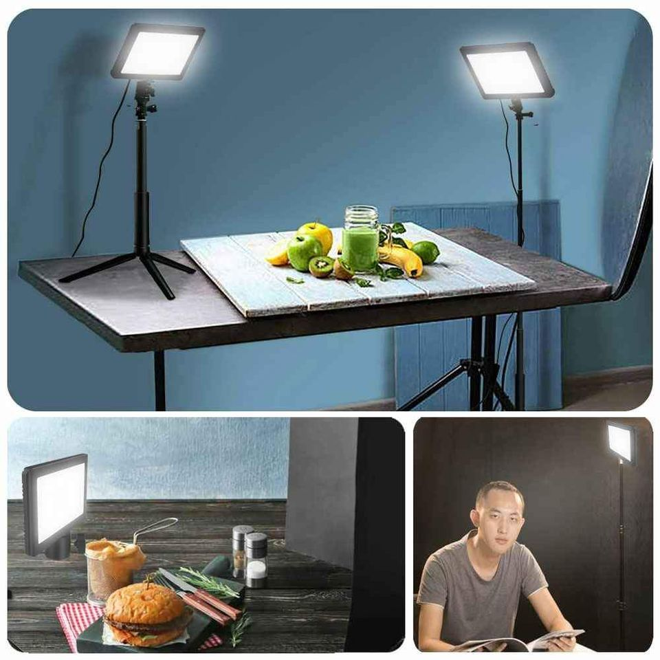 Dimmable Camera LED Video Light Panel Lamp + Bracket Tripod for Photo Lighting