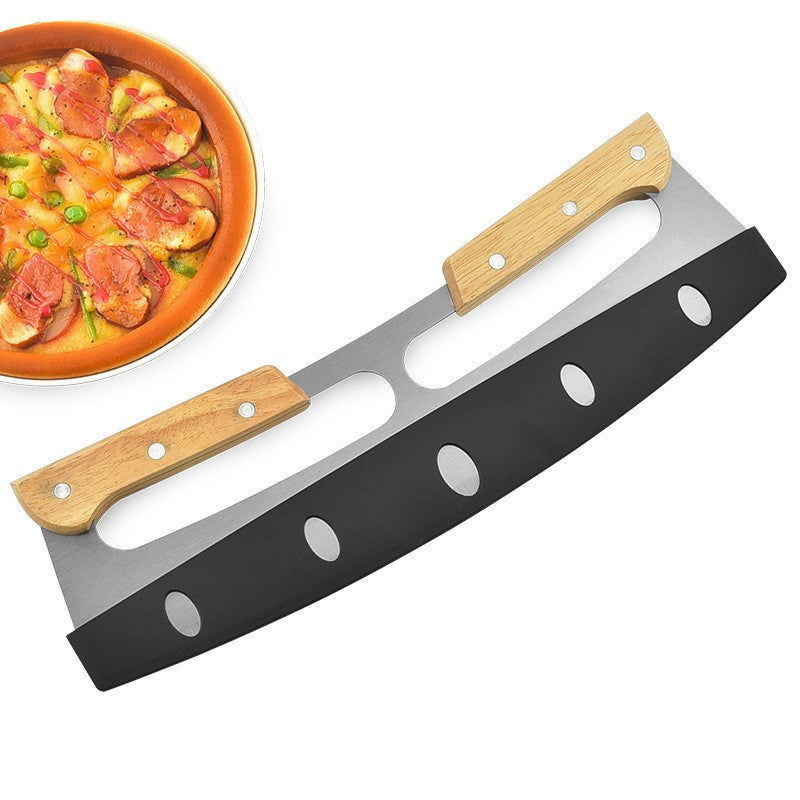35CM Stainless Steel Pizza Cutter Rocker Blade Slicer with Protective Cover