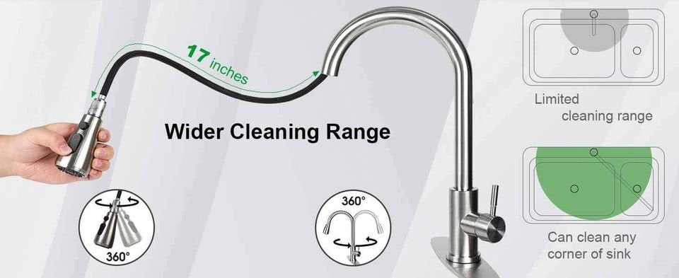 Kitchen Faucet with Pull Down Sprayer, Single Handle High Arc Pull Out Kitchen