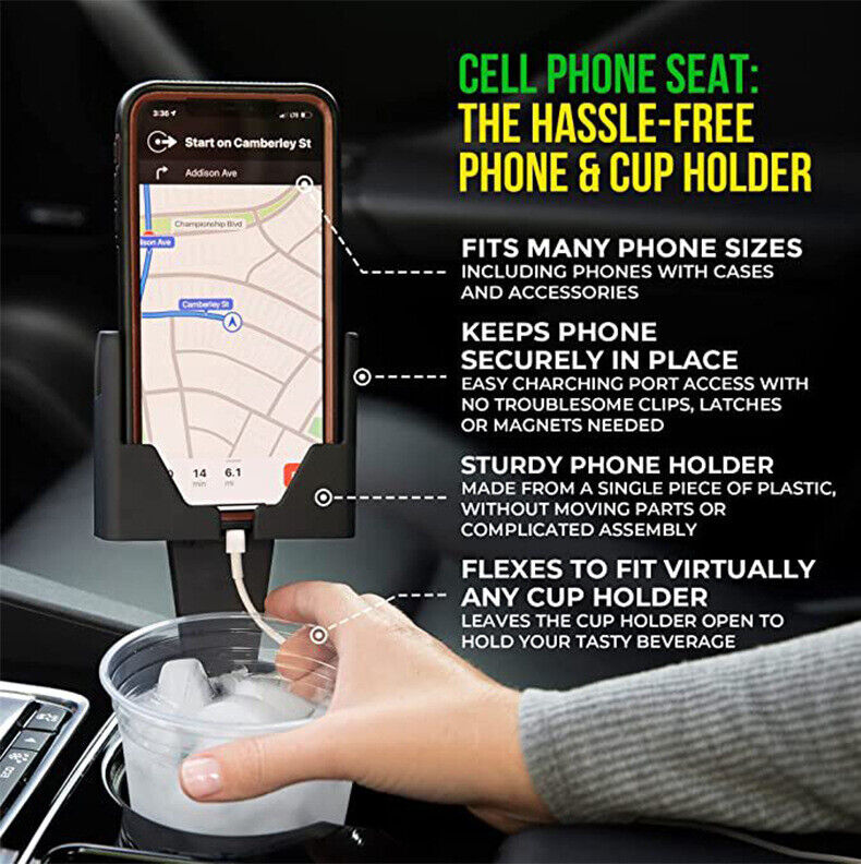 2in1 Phone&Cup Beverage Holder Mount Rotate Car Seat Stand GPS Cradle Bracket AU