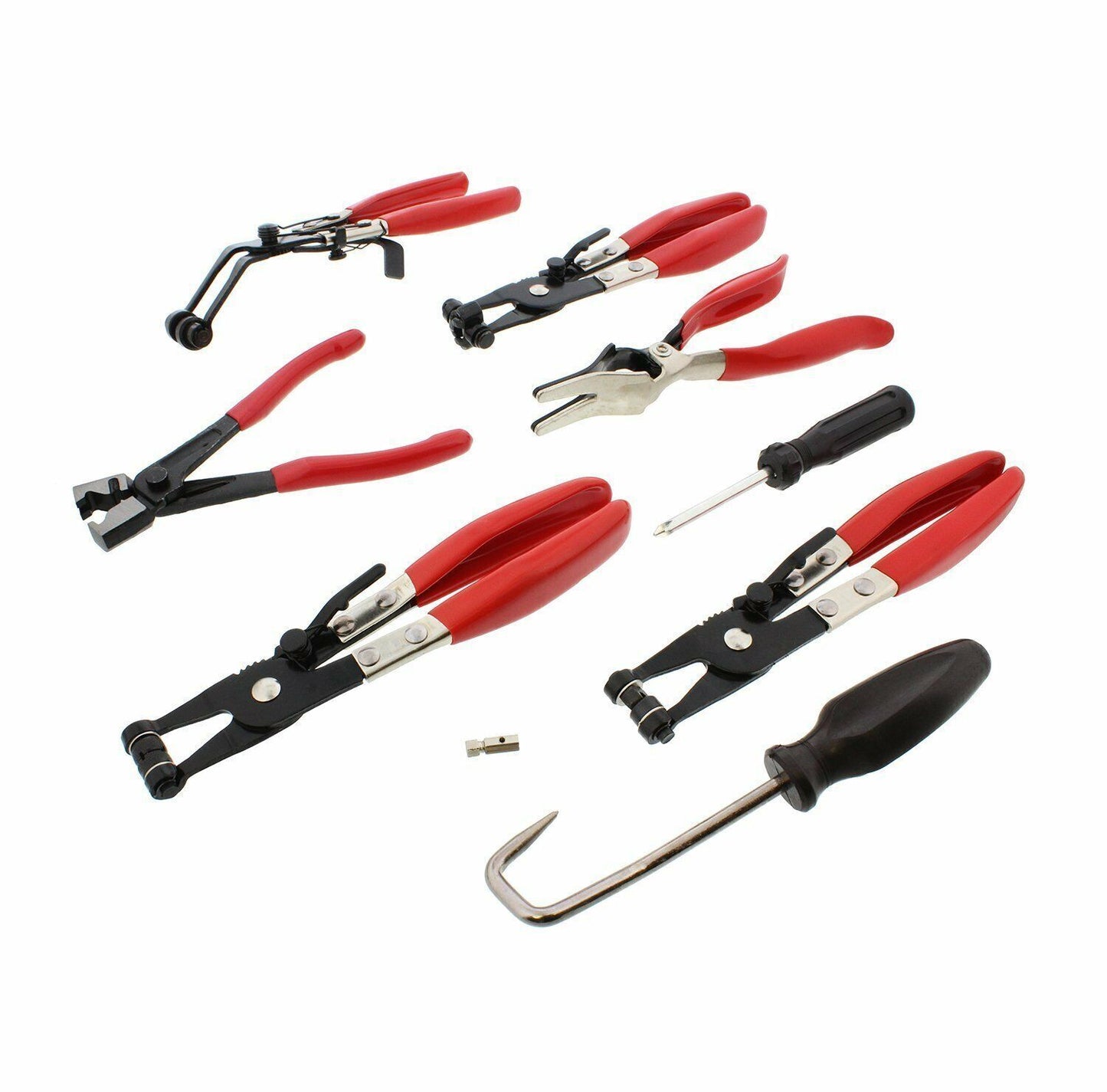 9pc Hose Clamp Clip Plier Kit Set Swivel Jaw Flat Angled BandAutomotive Tool Kit
