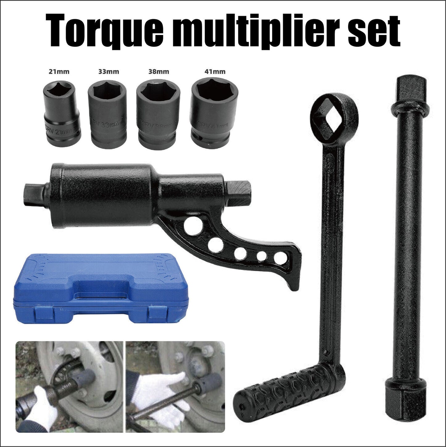 1x 65 Torque Multiplier Set Wrench Lug Nut w/ 2 Sockets4800Nm/M For Truck Lugnut
