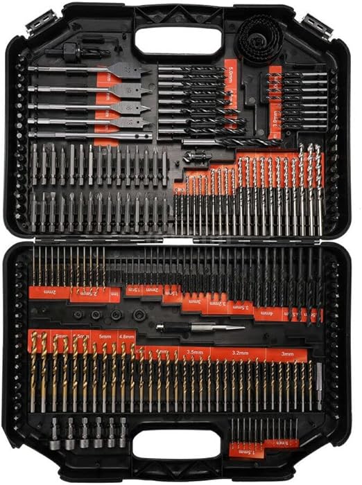 246pcs Drill Bit Set Tool Combination Kit Woodworking Flat Drill Bits
