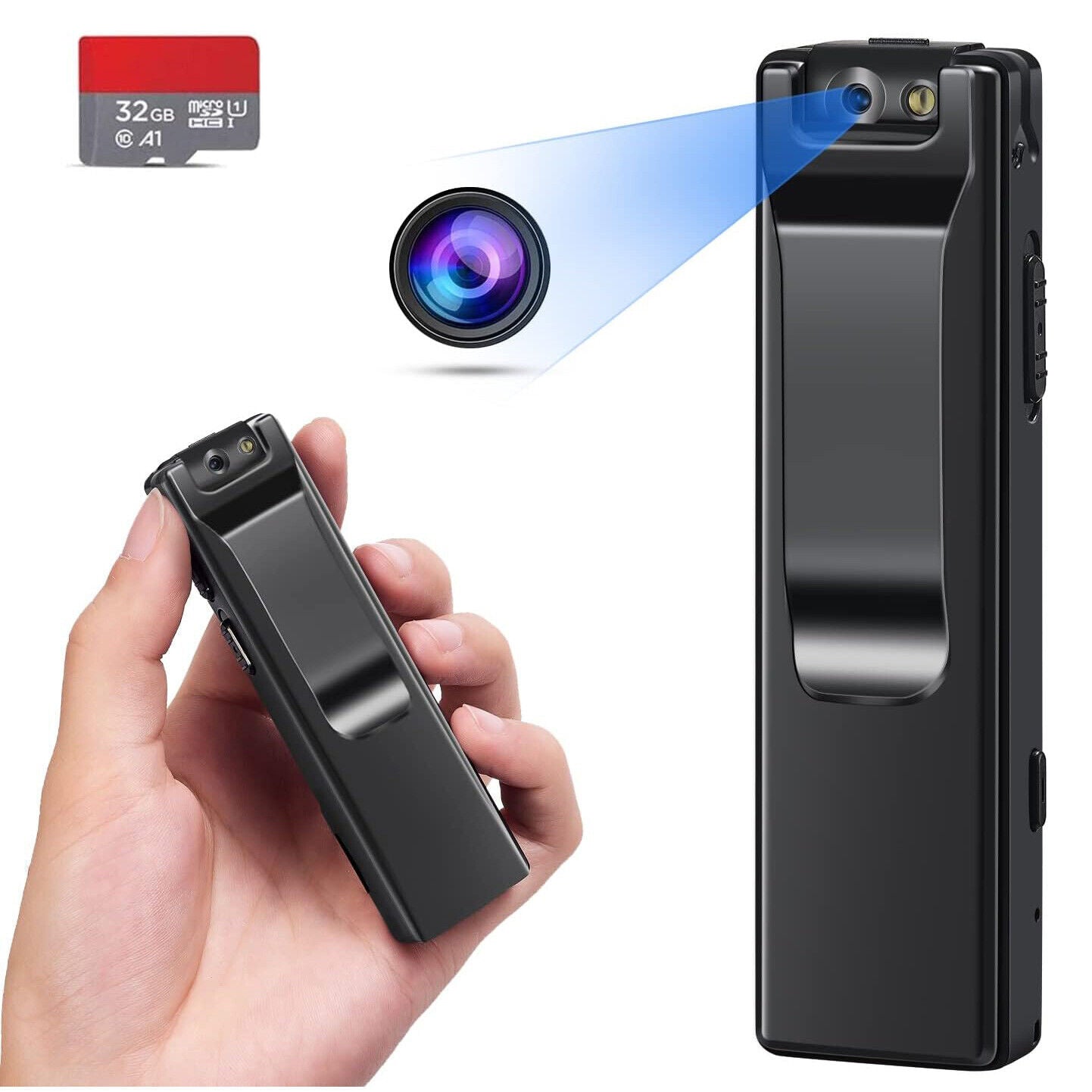 Mini Body Camera & Clips 1080P Small Micro Camera Audio Video Wearable Portable