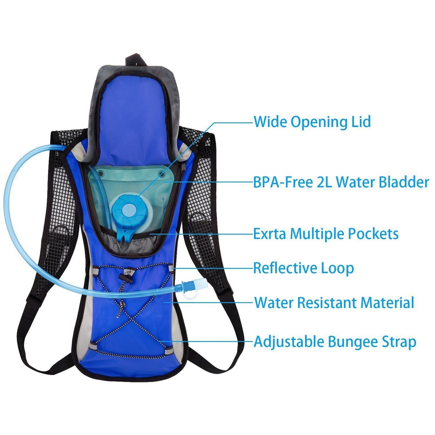 Hydration Pack + 2L Water Bag Hiking Camping Bicycle Backpack Bladder Cycling