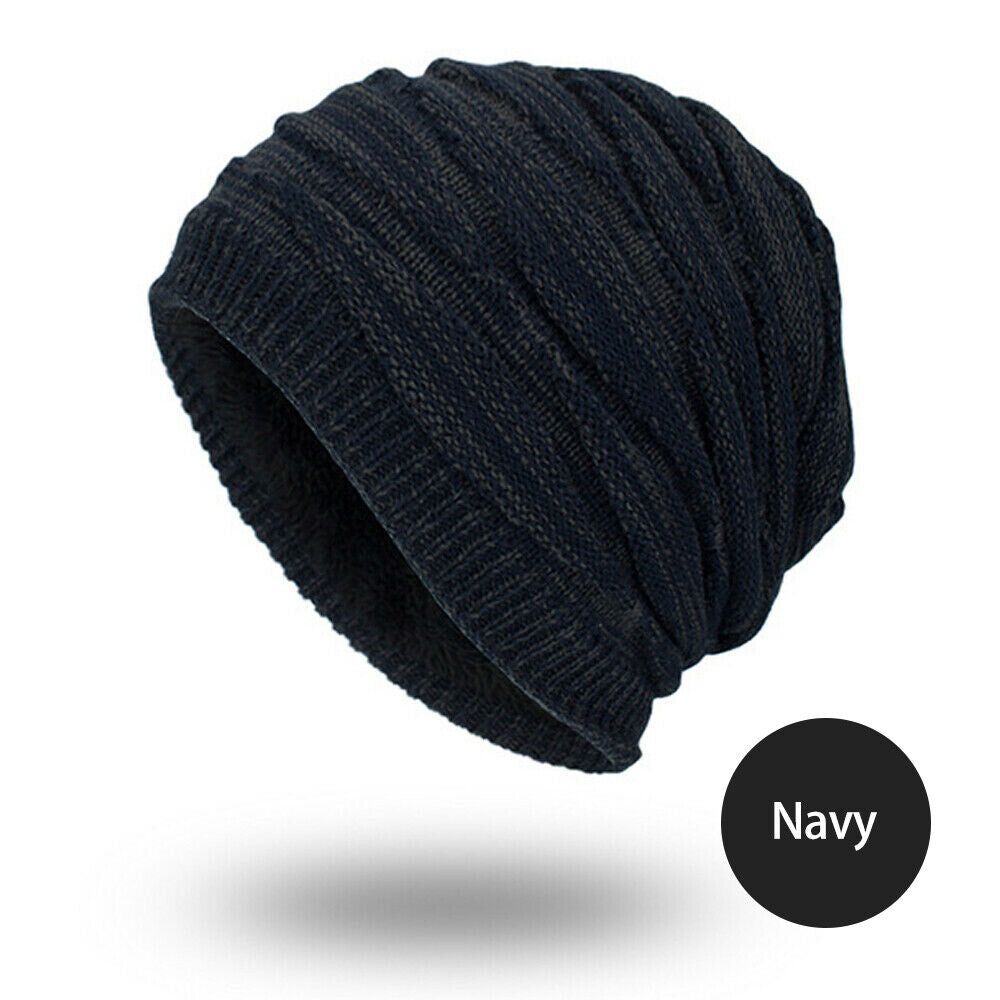 Winter Warm Unisex Women Men Hat Slouch Baggy Hat Beanie Ski Knitted 2 Layer