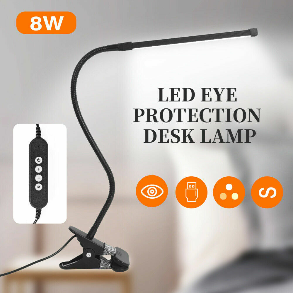 Clip On Desk Lamp Table Light Bedside Night Reading Led Eye Care USB Dimmable AU