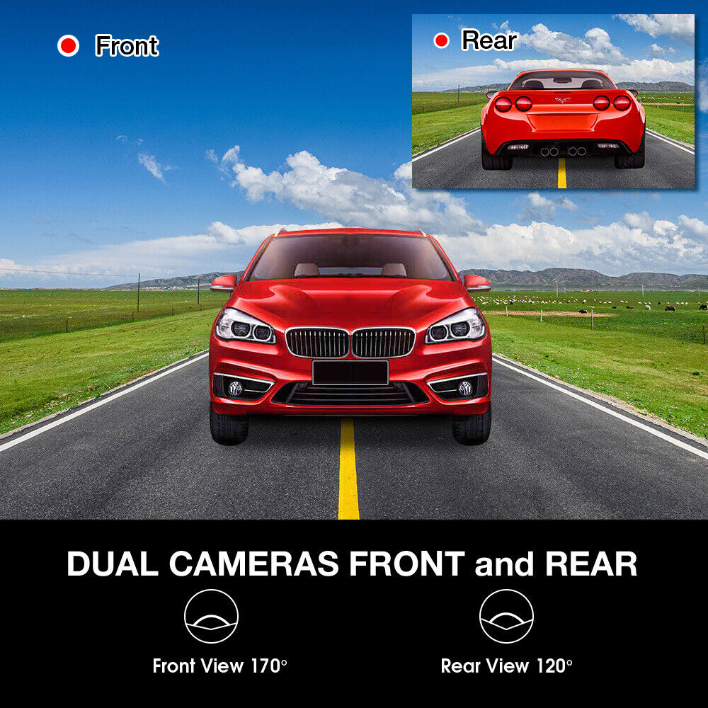 1080P Car Dash Camera Video DVR Recorder Front and Rear Night Vision Dual Cam