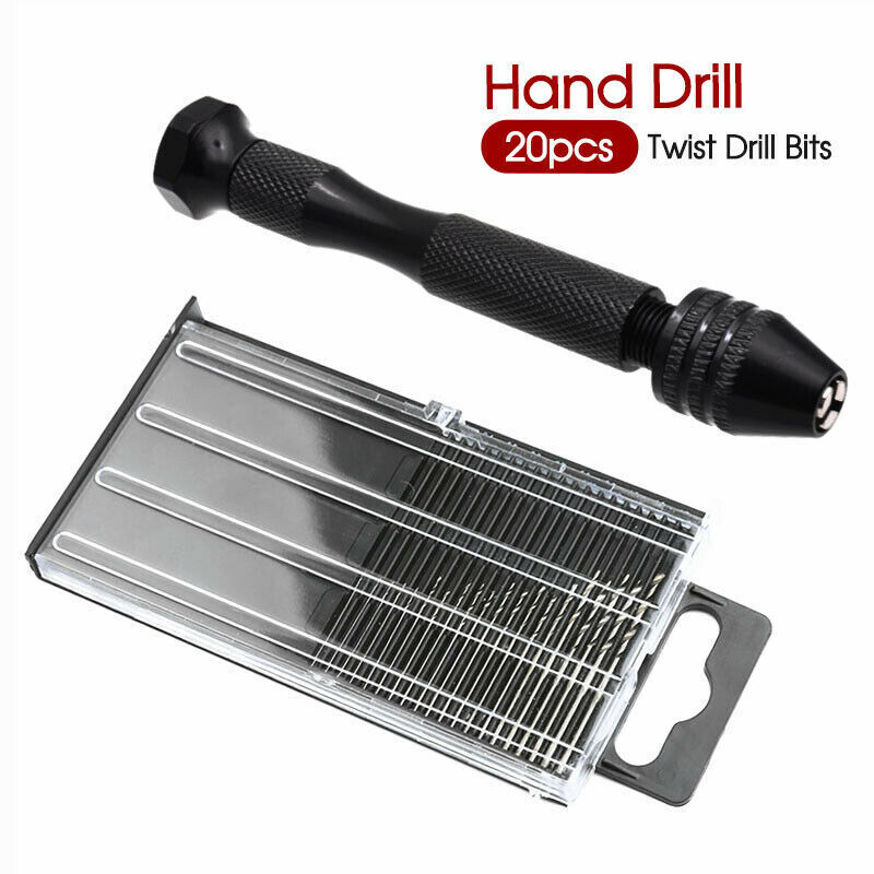20/25PCS Mini hand drill Vise Hand Bits Twist Woodworking Set Precision Pin ausell