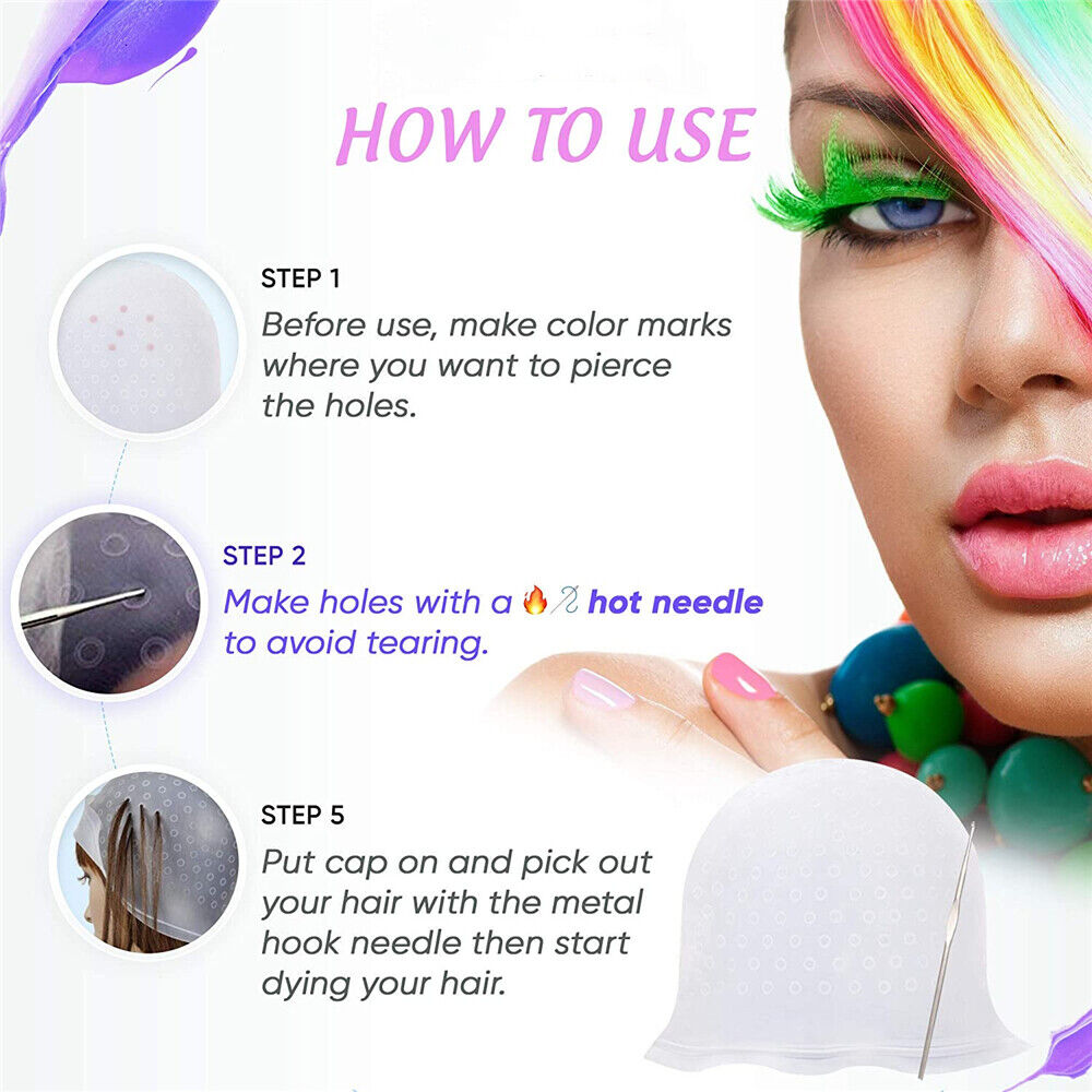 Highlighting Tinting Hair Dye Cap Hairdressing Salon Streaking Silicone Hat Hook