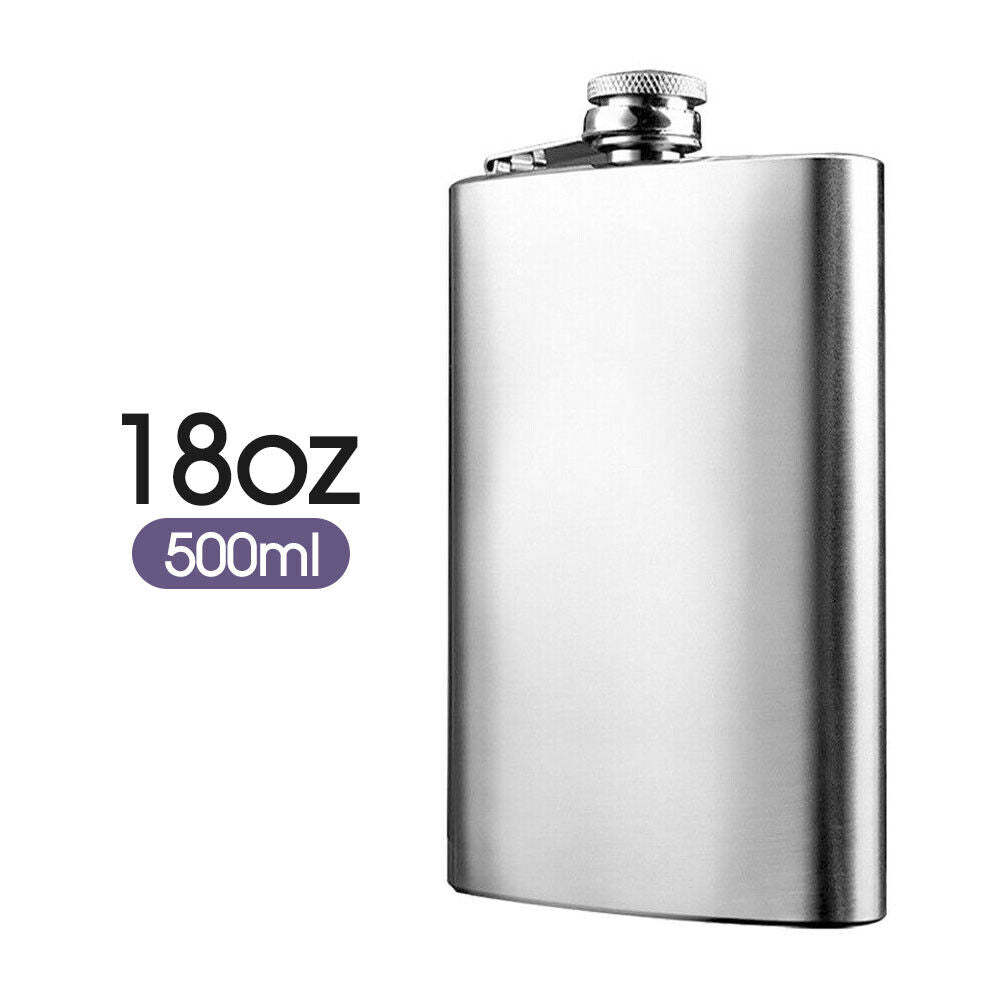 Stainless Steel Hip Liquor Whiskey Alcohol Flask Cap Pocket Wine Bottle 8-18oz