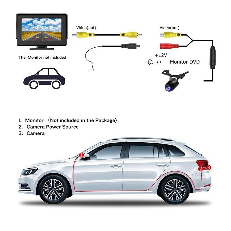 Reverse Camera Reversing Camera Rear Night Vision View Kit Waterproof HD Monitor