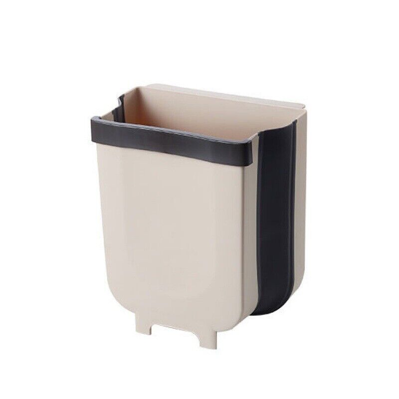 9L Foldable Hanging Trash Can Kitchen Cabinet Door Waste Bin Cupboard Basket AU