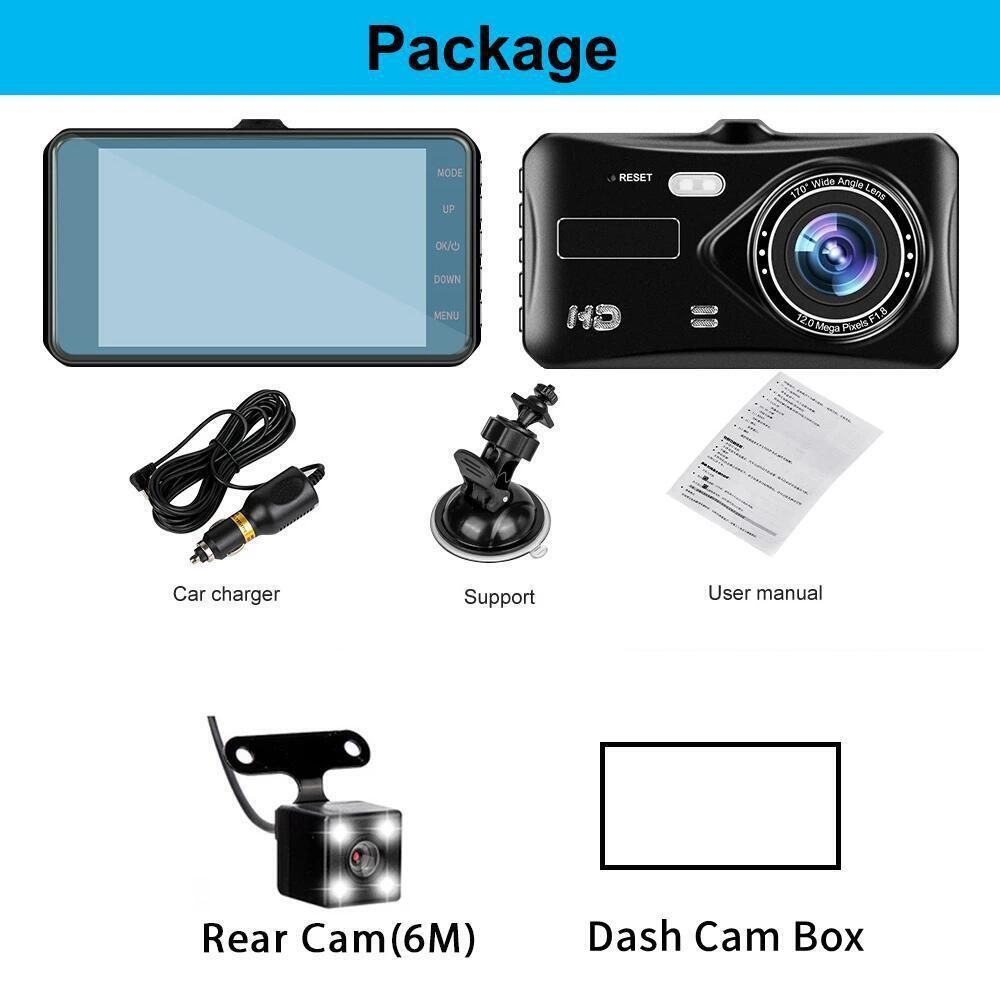 1080P Car Dash Camera Video DVR Recorder Front and Rear Night Vision Dual Cam