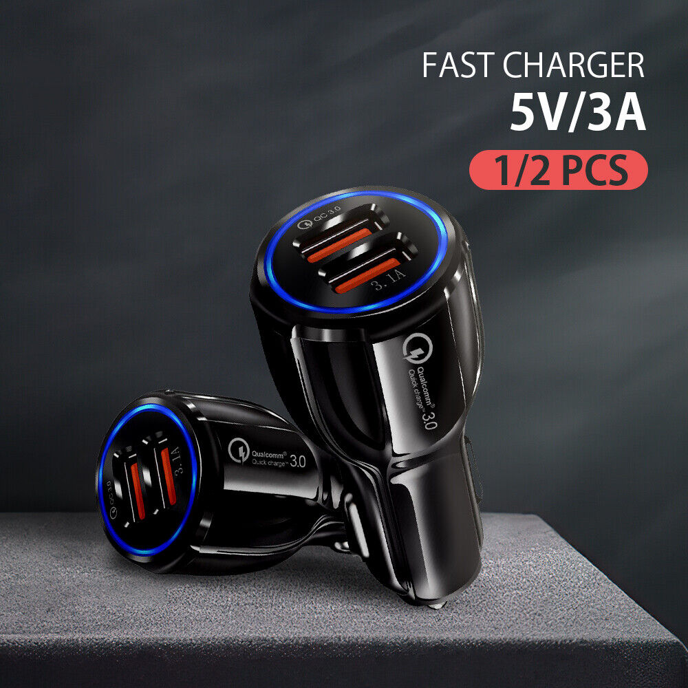 1/2x Fast Car Charger USB Quick Charger 2 Port QC3.0 Lighter Socket AU