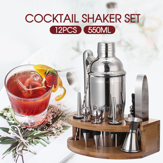 Cocktail Shaker Set 12PCS Maker Mixer Martini Spirits Bar Strainer Bartender Kit