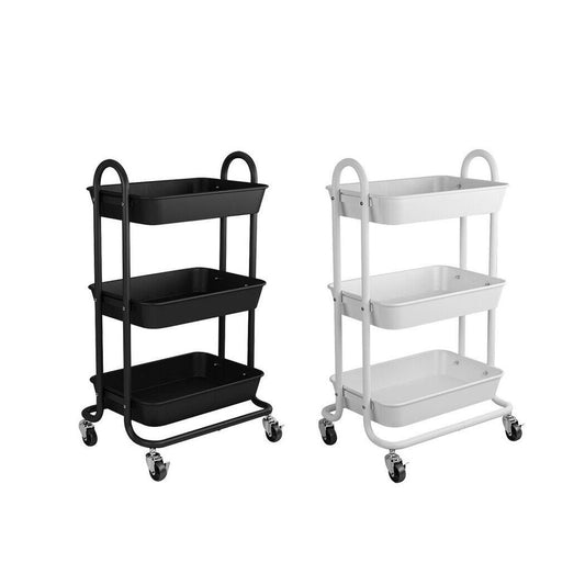 Levede 3 Tiers Kitchen Storage Trolley Cart Steel Rack Shelf Organiser Wheels