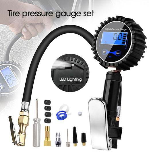 LED Digital Tyre Inflator Car Air Pressure Tire Gauge PSI Hose A Car Motorcycle