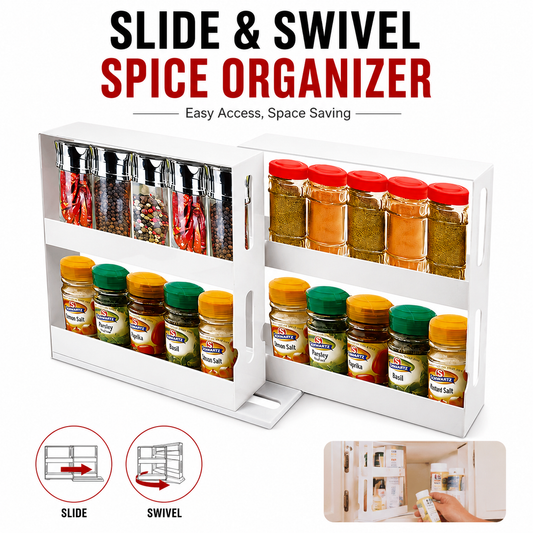 Slide Out Spice Rack Organizer Kitchen Cabinet Swivel Storage Holder