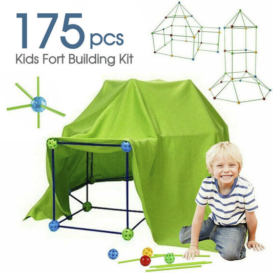 175pcs Kids Construction Fort Building Kit Castles 3D Play House Tent Toy Gift