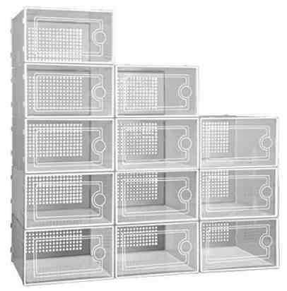 12Pcs Shoe Box Storage Case Organizer Foldable Stackable