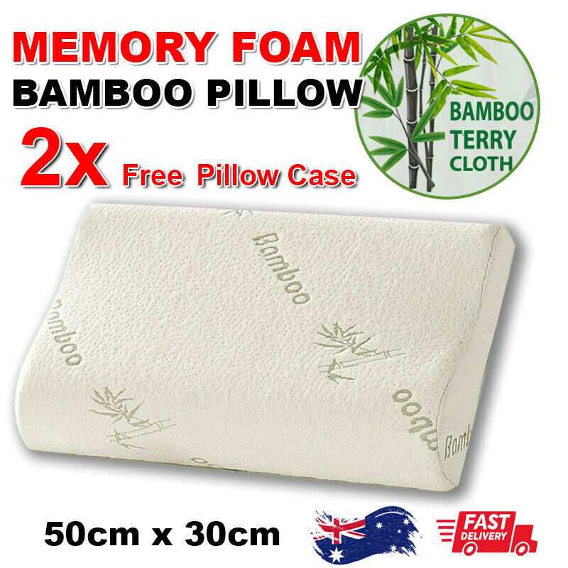 Luxury Soft Contour Bamboo Pillow Memory Foam Fabric Fibre Cover Bed AU NEW