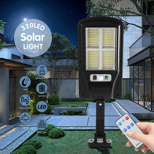 320 LED Solar Street Light Lamp Motion Sensor Flood Lights Remote Garden Yard AU