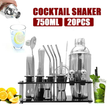 COCKTAIL SHAKER SET MAKER MIXER MARTINI SPIRITS BAR STRAINER BARTENDER STAND KIT