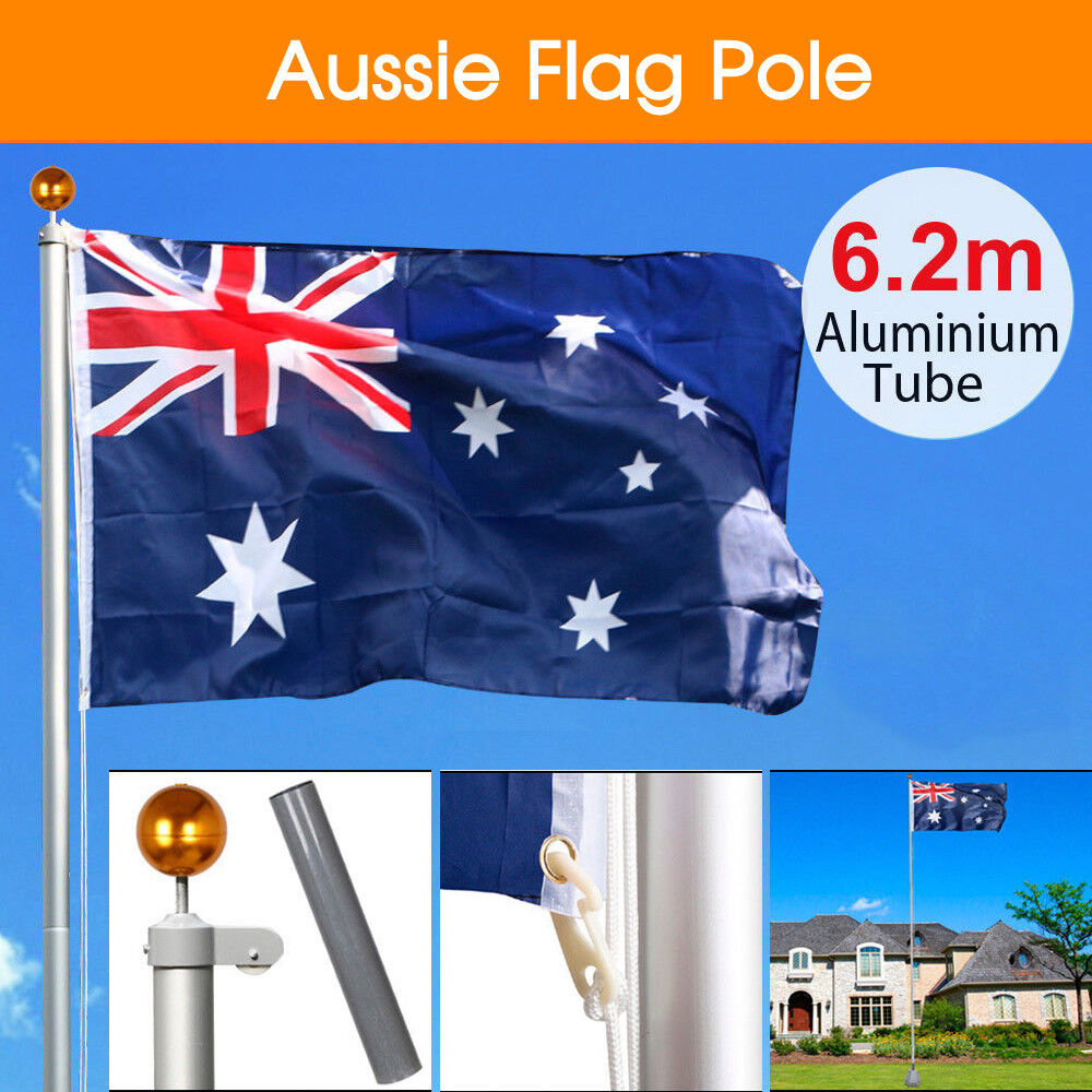 Aluminium Australian Aussie Flag Pole Flagpole Full Set 7.1M/6.2M Meter