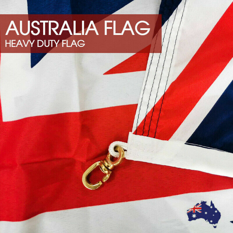 1800x900 HEAVY DUTY Australian Flag Polyester Metal Woven Brass Sister Clips AU