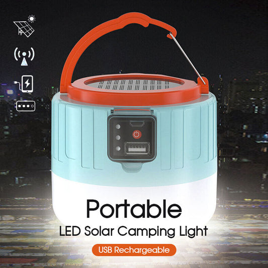 Portable LED Solar Camping Light Lantern Outdoor Tent Lamp USB Rechargeable AU