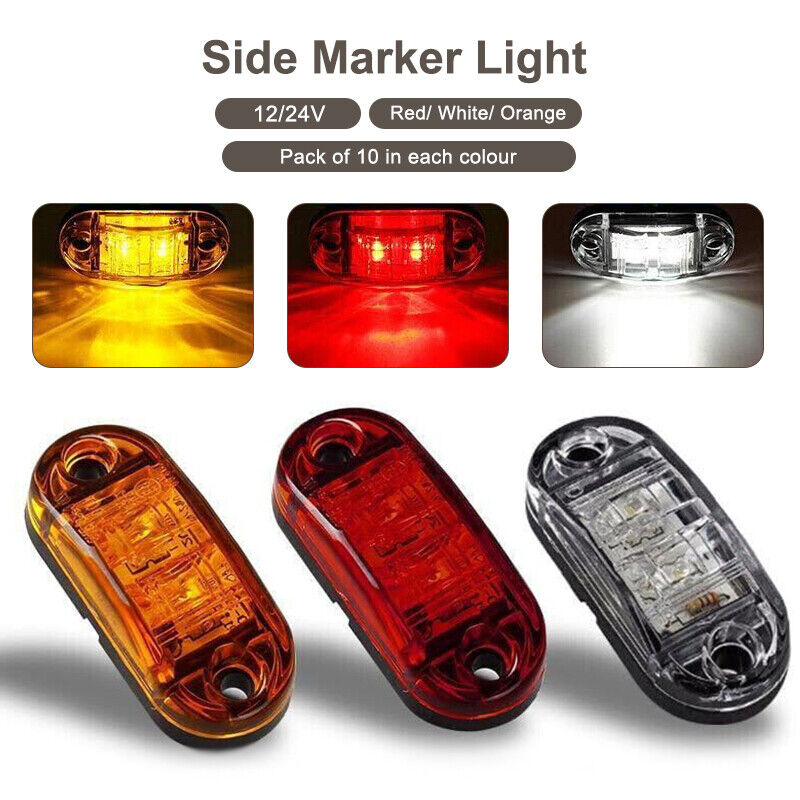 10X Clearance Light LED Side Marker Amber Red White Trailer Truck Caravan 12-24V