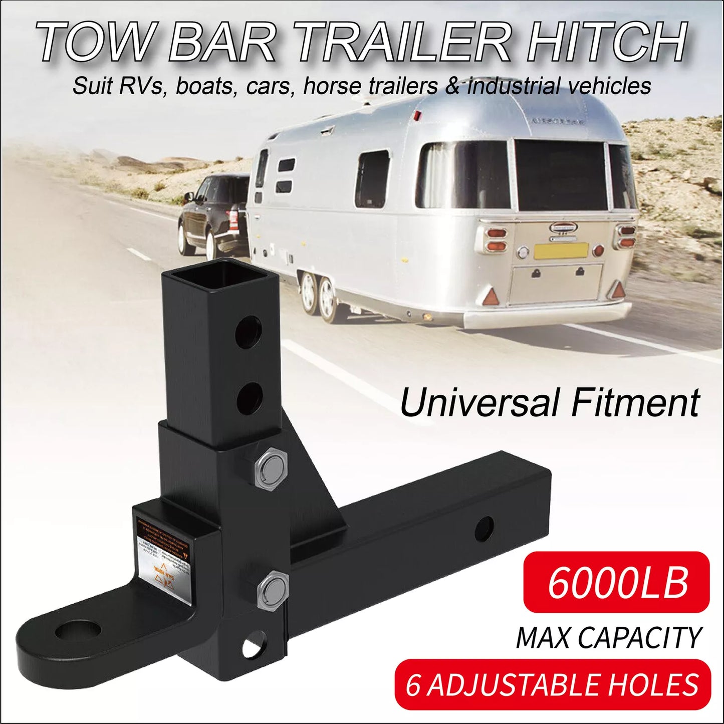 Towbar Ball Mount Tongue 2" Hitch Adjustable Trailer 4WD Car Bike Rack