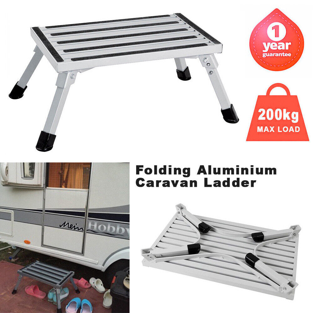 200KG Folding Aluminium Step Caravan Accessories Portable Ladder Stool ...