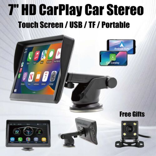 7" Portable Wireless for Apple Carplay Android auto Car Stereo Radio Bluetooth