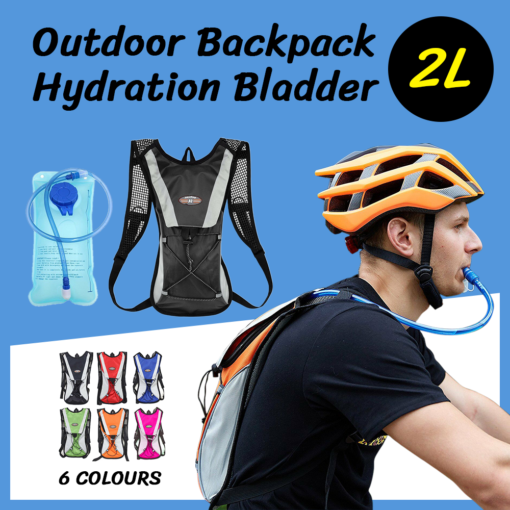 Hydration Pack + 2L Water Bag Hiking Camping Bicycle Backpack Bladder Cycling