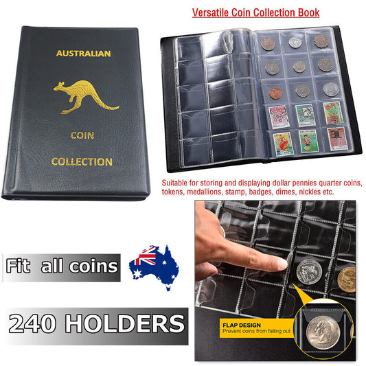 240 Holders Coin Collection Album Book Folder Storage Collecting Penny Pocket AU