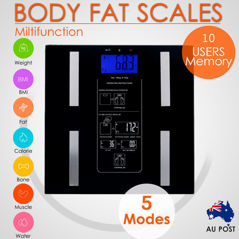 Electronic Digital Body Fat Scale LCD Display Weight BMI Gym Bathroom ...