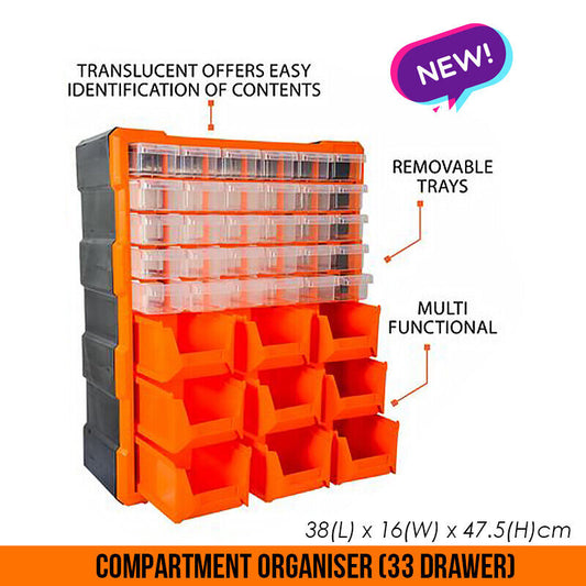 NEW Compartment Organiser Storage Drawers With Removeable Trays 33 Drawers AU