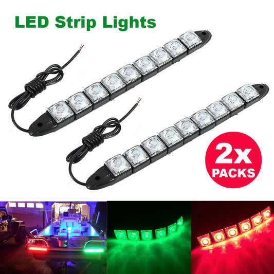 2pcsLED Signal Nav Navigation Lights Strip Port Starboard Marine Boat Red & Green