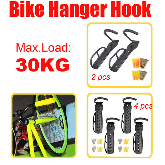 2/4Pcs Wall Rack Mount Bicycle Hanger Stand Garage Bike Steel Hook Holder