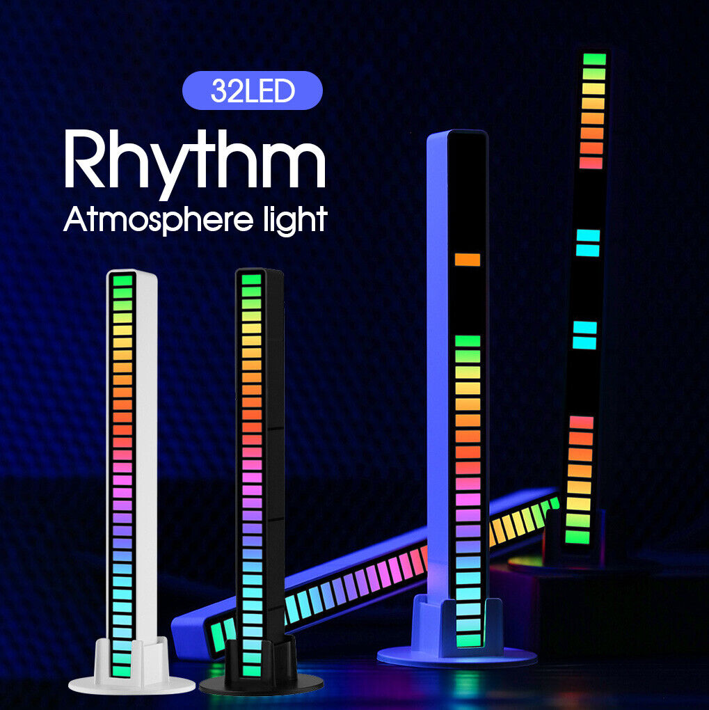 32LED RGB Voice Sound Activated Rhythm Bar Music Car Light Party Strip ...