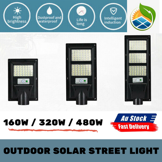 Solar Street LED Light 160W/320W/480W Radar Sensor Remote Outdoor Wall Lamp